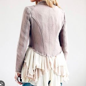 Free People Military Ruffle Jacket Size 8 Mauve